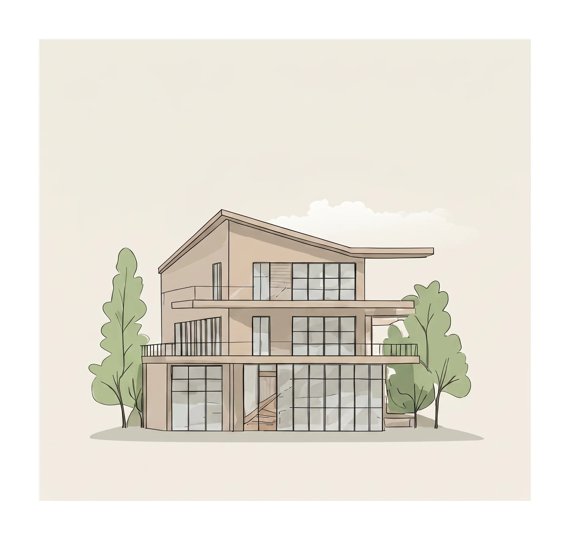 Architektur-Blueprint — technische Zeichnung mit orangen Konstruktionslinien für Bausachverständige